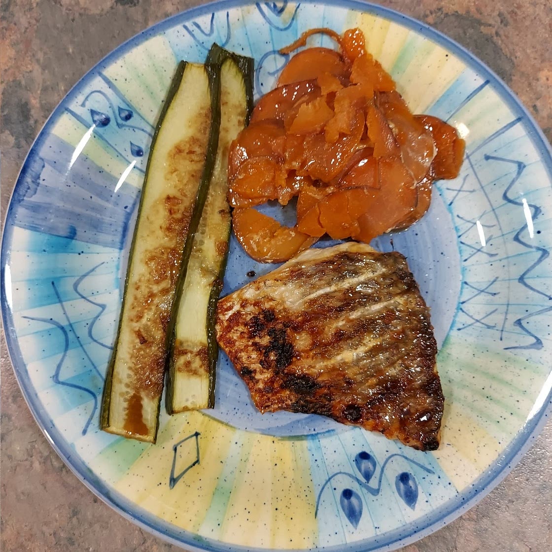 Sesame Soy Fish with Asparagus and Sweet Potato