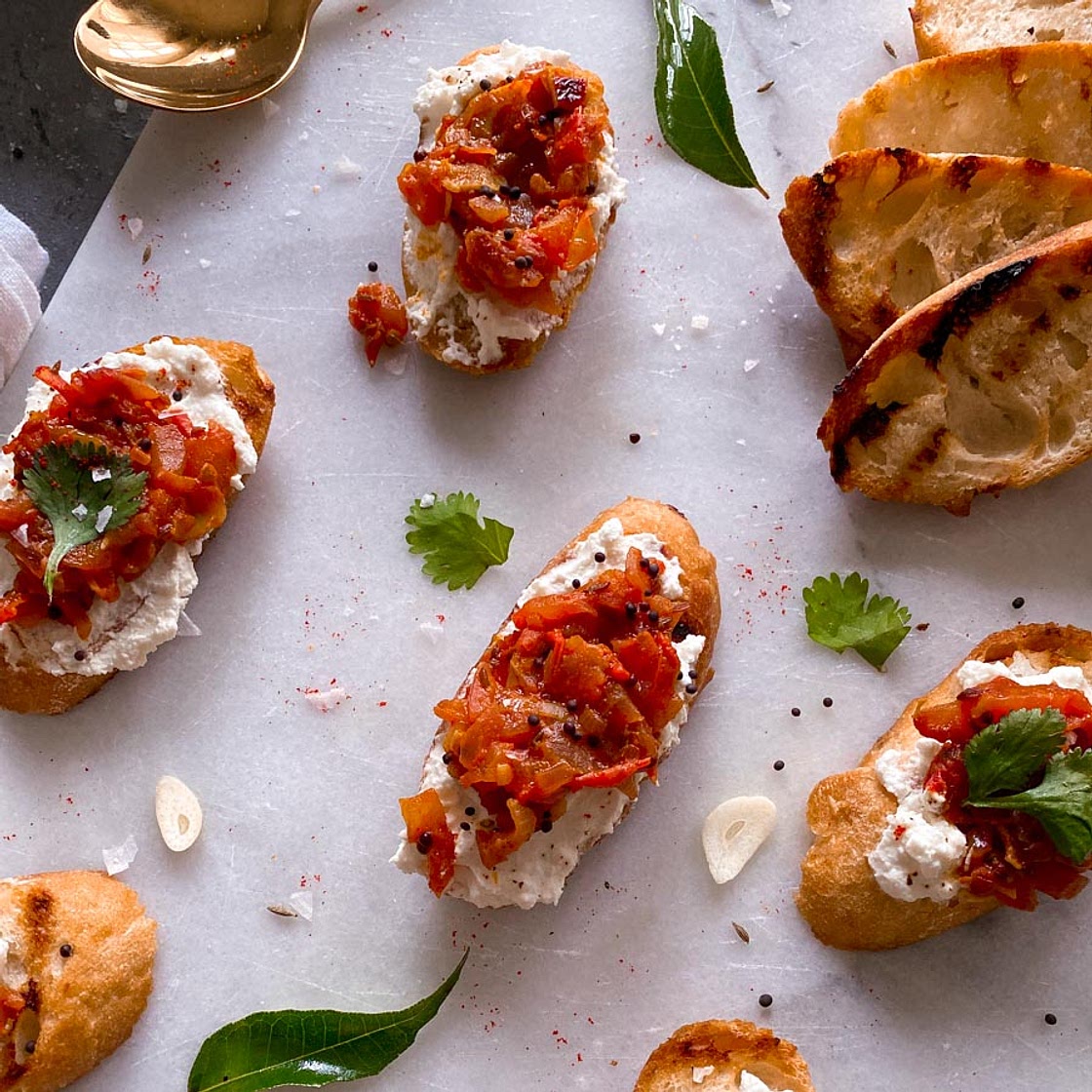 Tomato Chutney Bruschetta