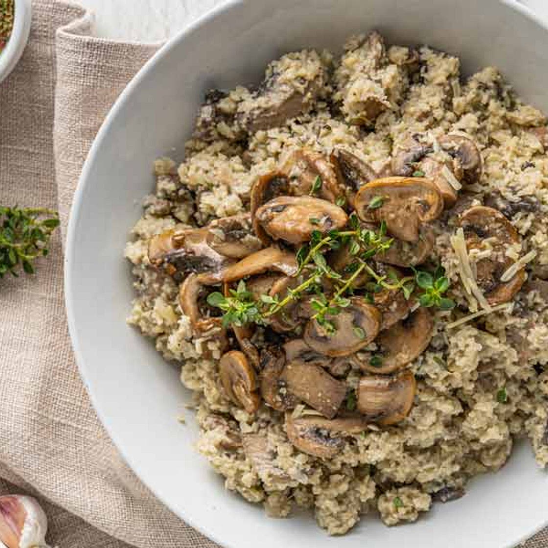 Cauliflower Rice Risotto with Mushrooms