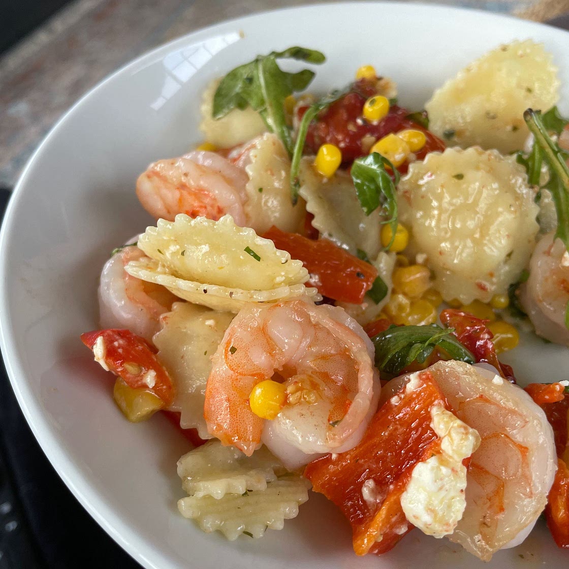 Roasted Vegetable Pasta Salad With Shrimp