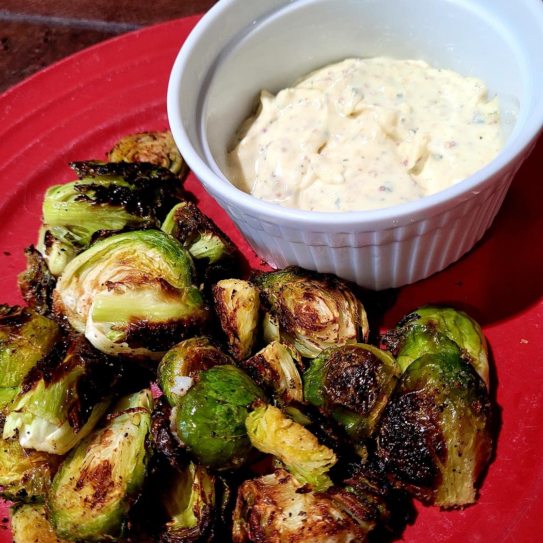 Crispy Brussel Sprouts With Dijon Aioli - Dash of Mandi
