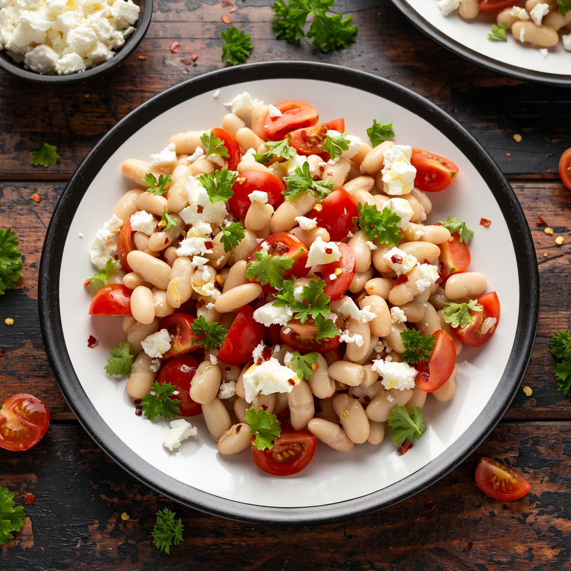 Sautéed Cherry Tomatoes and White Beans With Feta