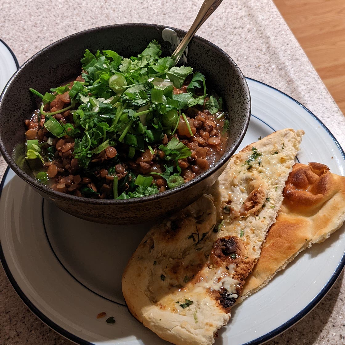 "mulligatawny" soup with lentils and spinach