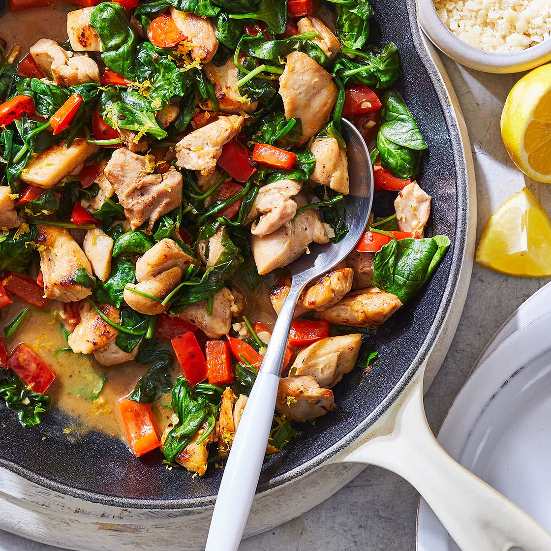 *0272kcal[9.3]* Skillet Lemon Chicken with Spinach