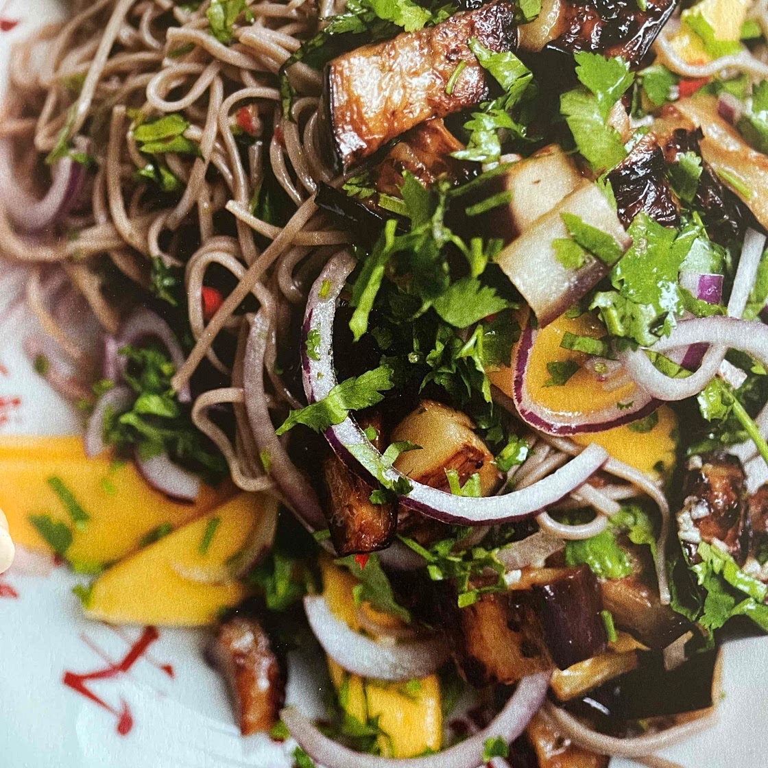 Mango aubergine soba noodles