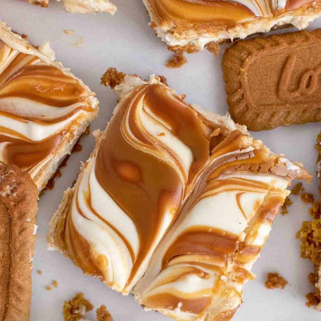 No Bake Biscoff Swirl Cheesecake