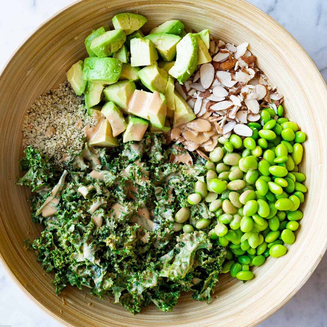 Asian-Inspired Creamy Vegan Kale & Edamame Salad