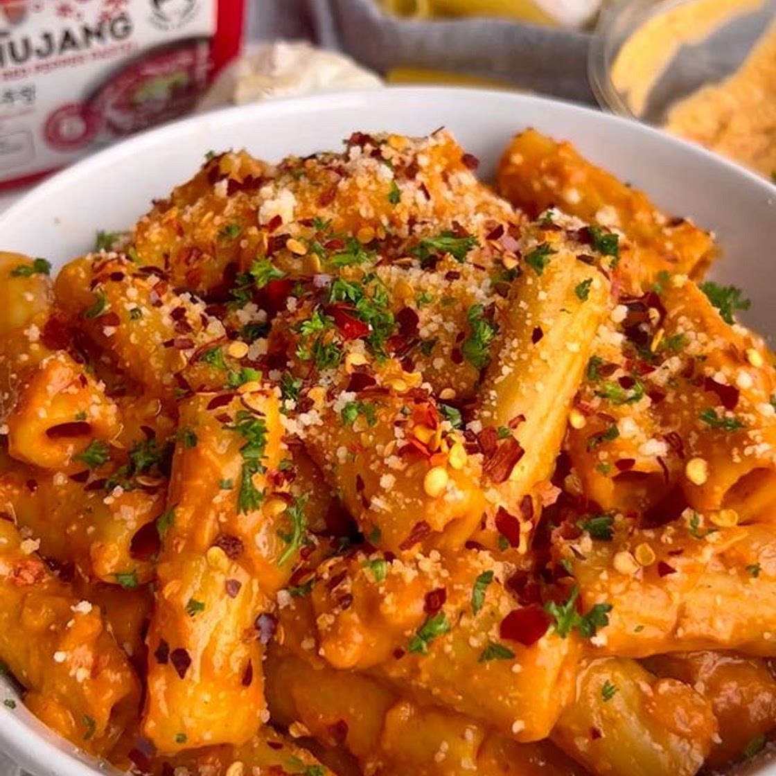 GOCHUJANG HUMMUS RIGATONI🍝🌶