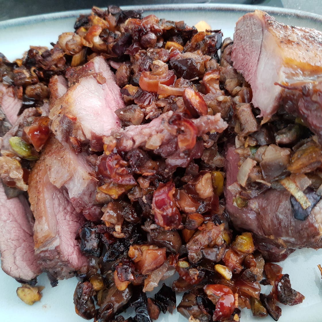 Lamb stuffed with aubergines and dates