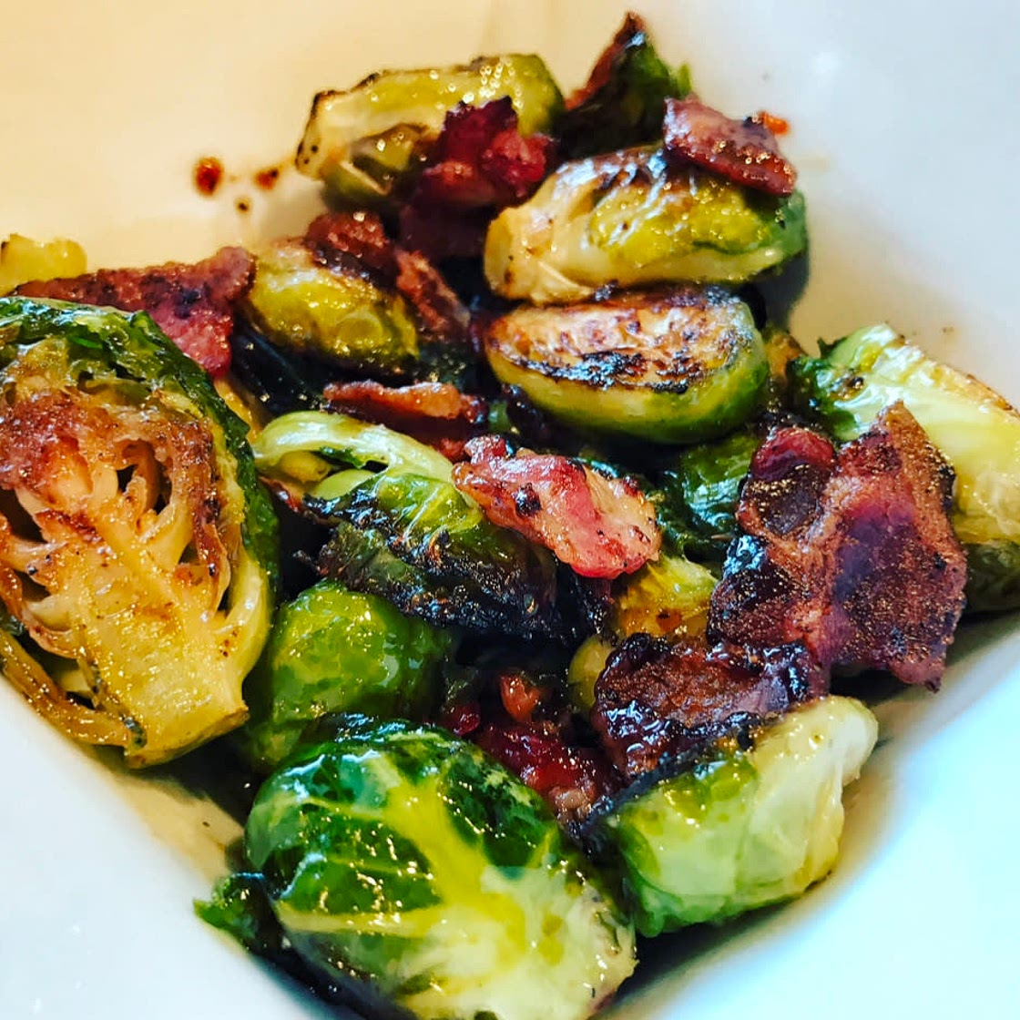 Sweet Chili Roasted Bacon & Brussels Sprouts 