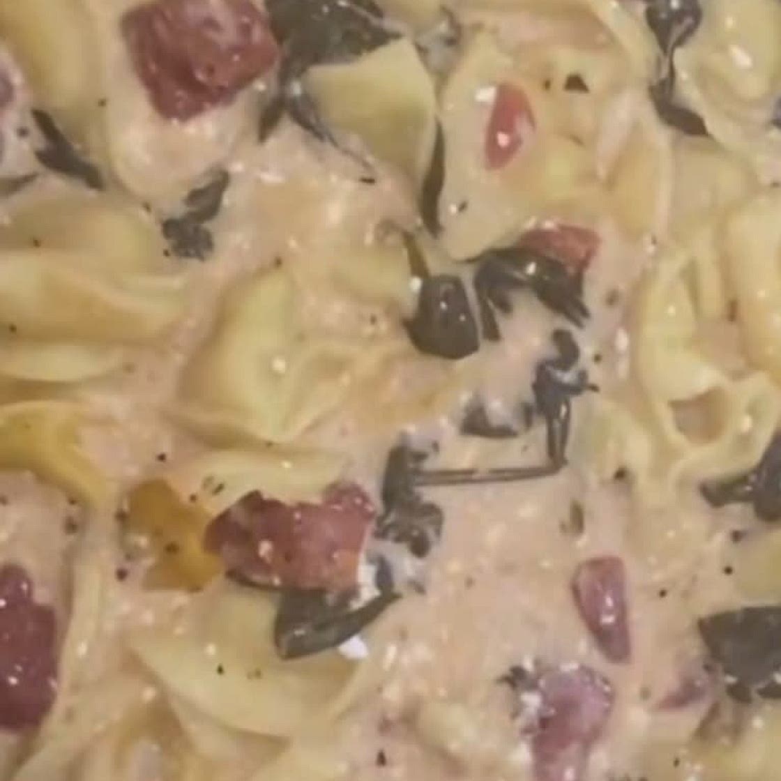 Crockpot Creamy Tomato Spinach Tortellini
