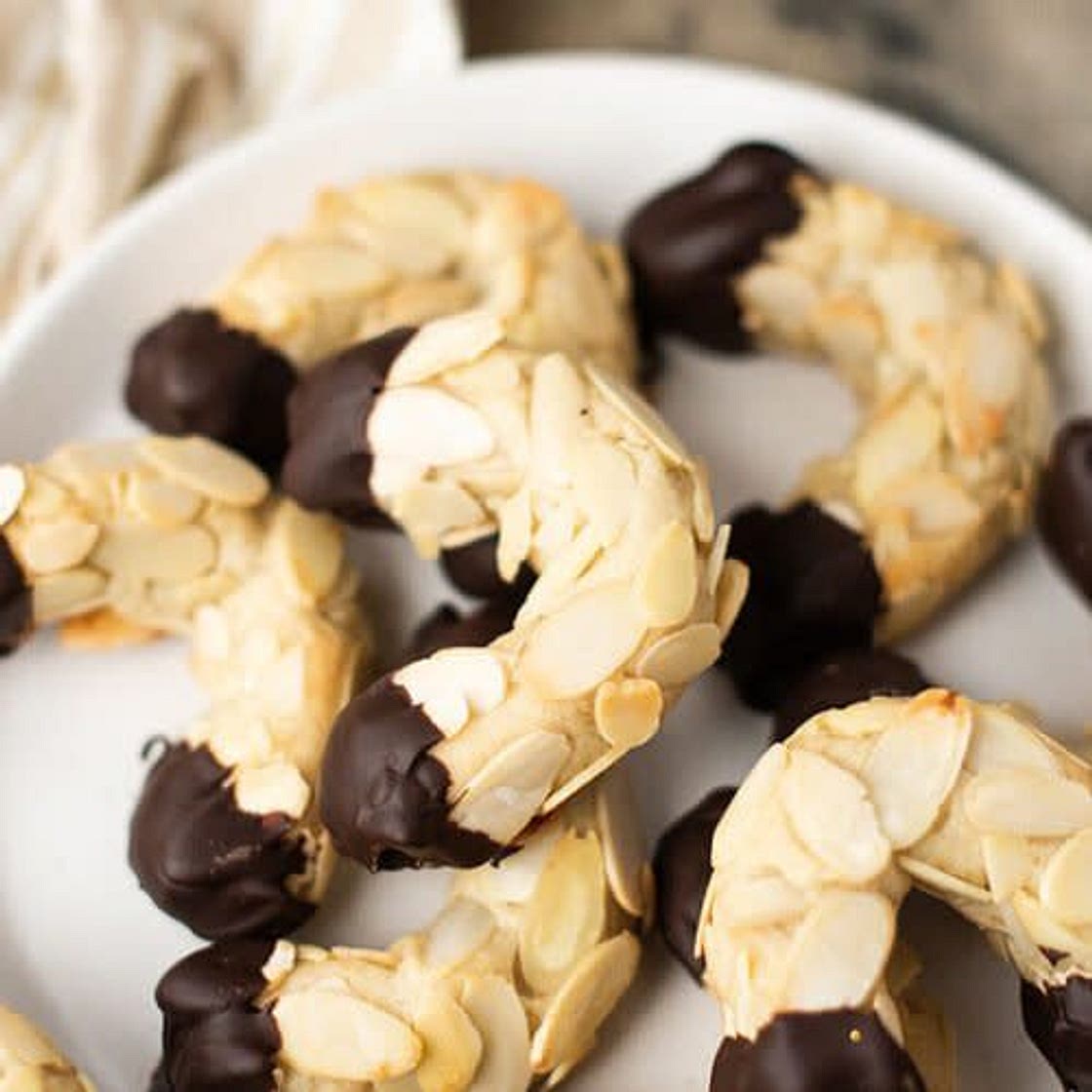 Chocolate covered marzipan cookies