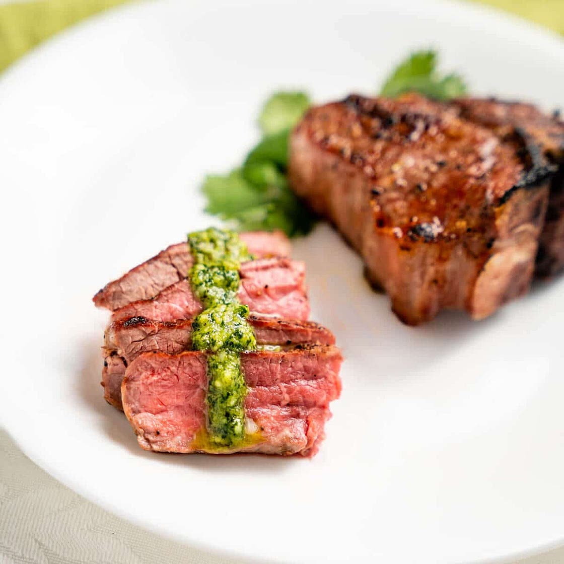 Gilled Aussie Lamb Loin Chops with Cilantro Pesto