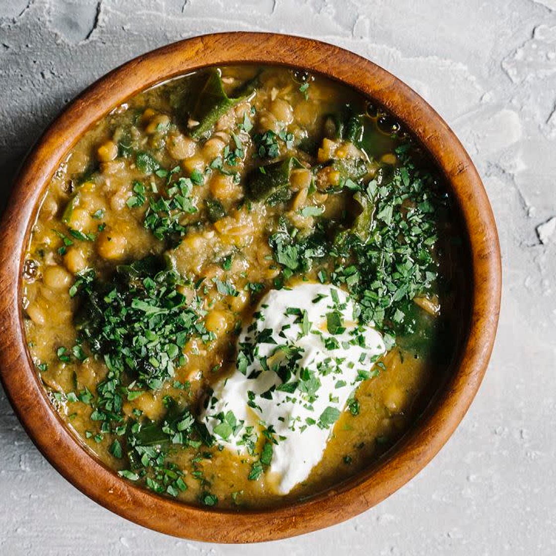 Lentil Soup with Kale and Sour Cream