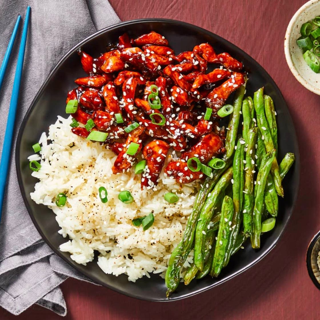 Hoisin Honey Chicken with Green Beans and Rice