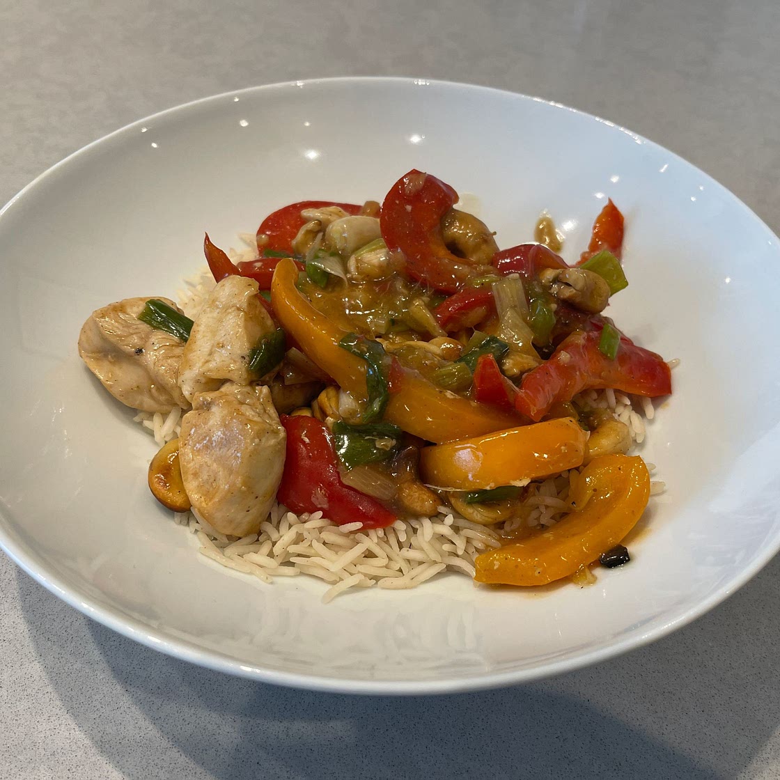 Chicken and Cashew Nut Stir-Fry with Hoisin and Five Spice Rice