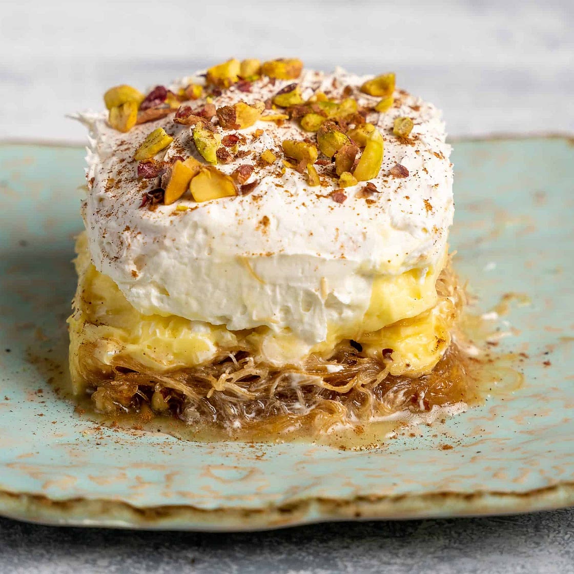 Greek Ekmek Kataifi recipe (Custard and whipped cream pastry with syrup)
