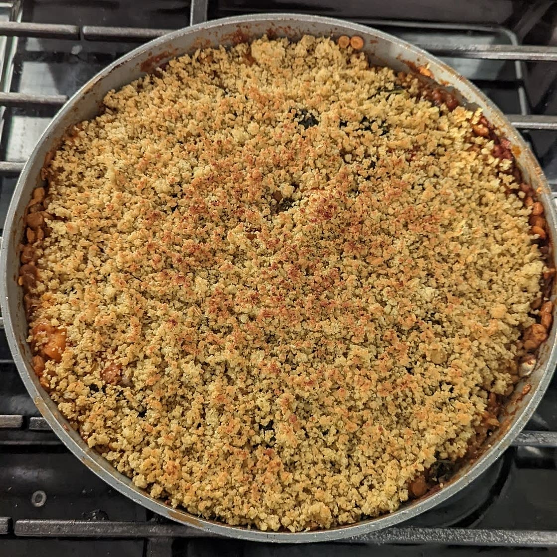 One-Pan Lentil Gratin With Sweet Potatoes & Mustard-Chèvre Crumbs
