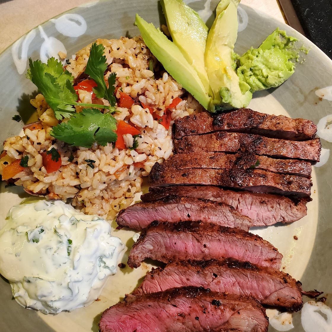 Flank Steak with citrus-cilantro rice