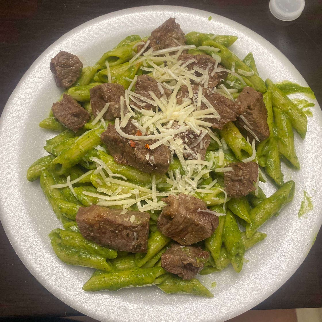 Avocado Pasta with Roasted Garlic Butter Steak Bites