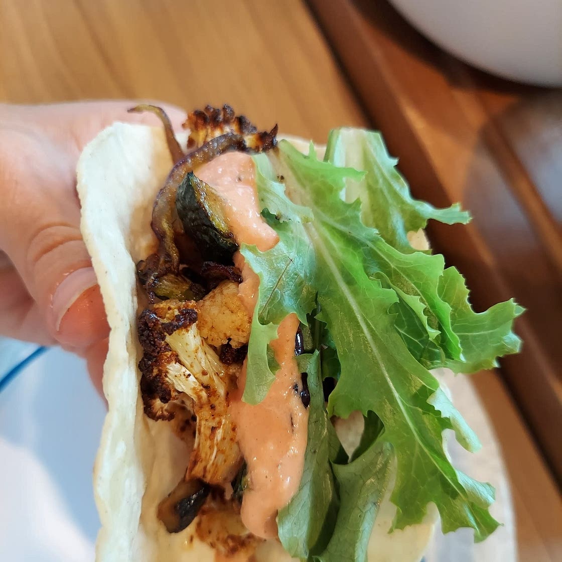 Roasted Cauliflower Tacos with Chipotle Romesco