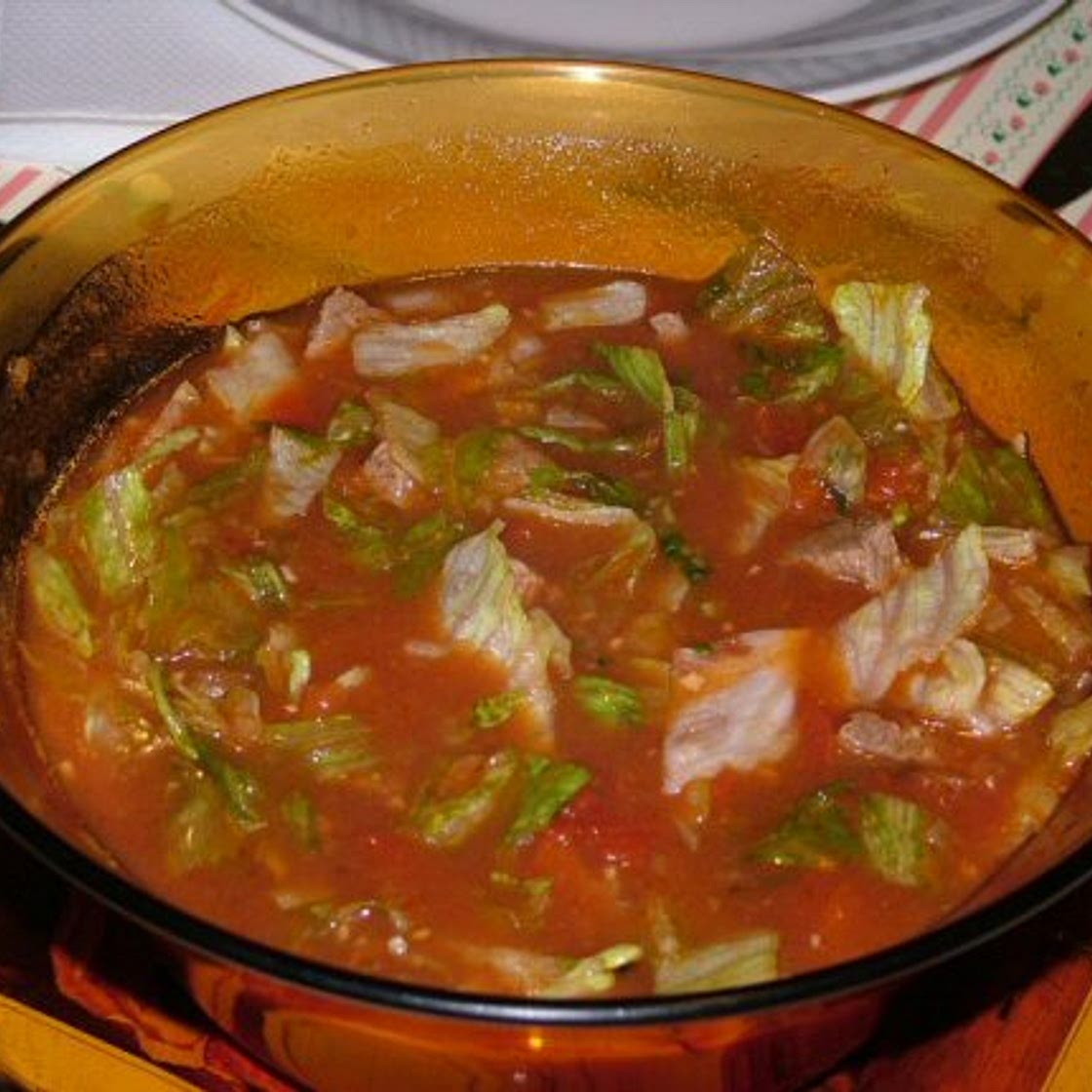 Bouillon malgache – beef bouillon with lettuce or watercress