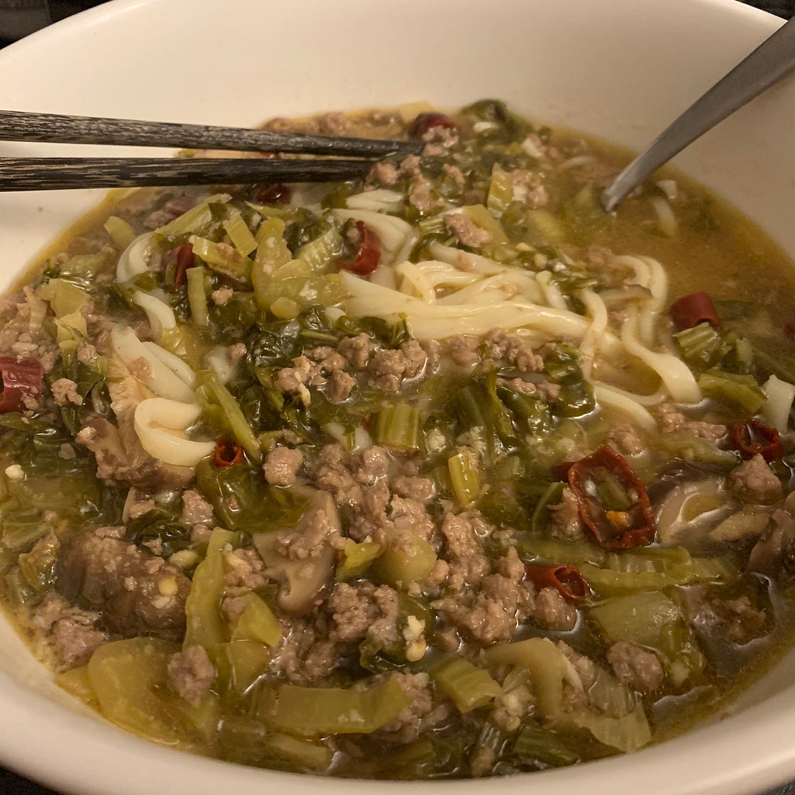 雪菜肉末面, ramen with picked mustard greens and impossible burger
