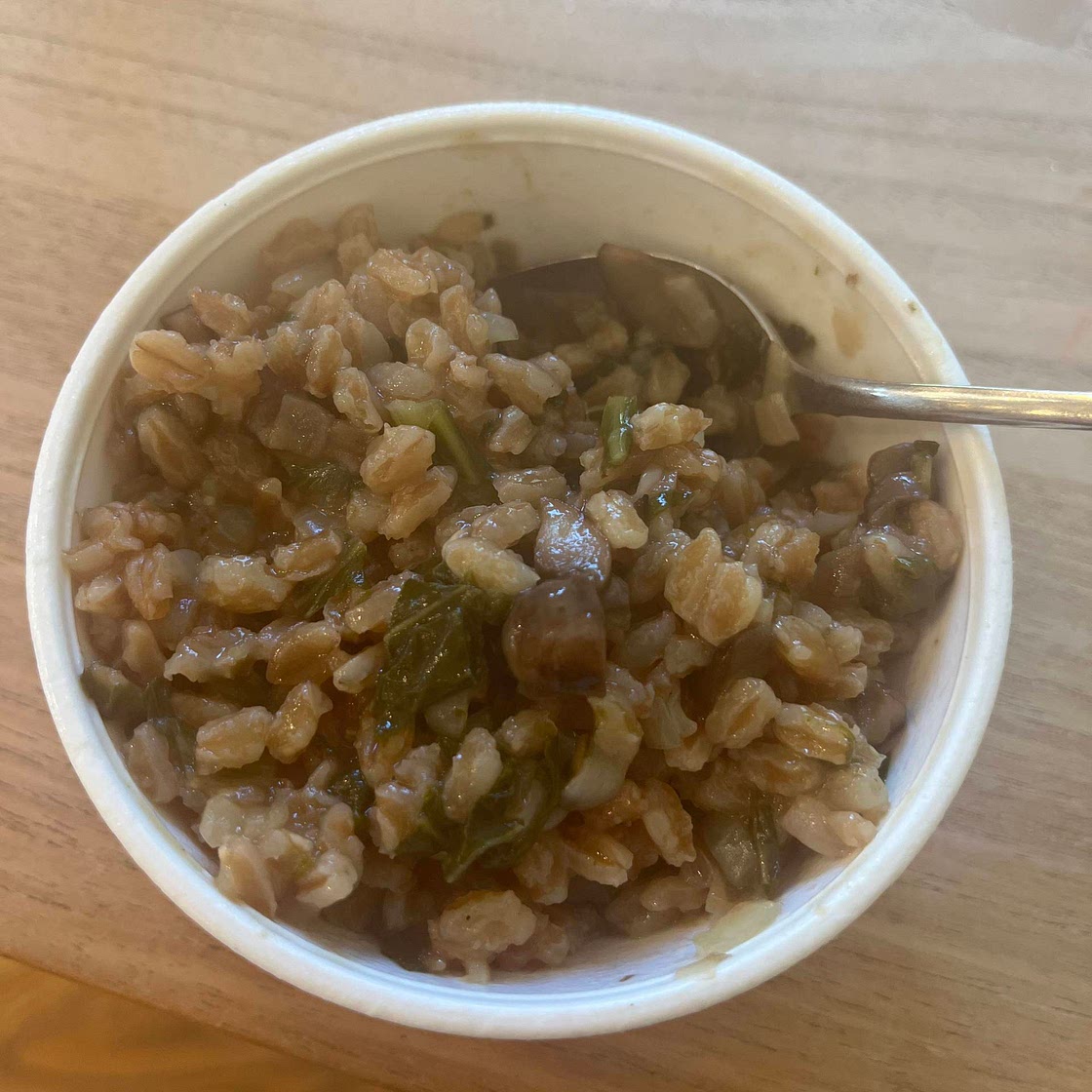 Farro, mushroom, onion & bok choy