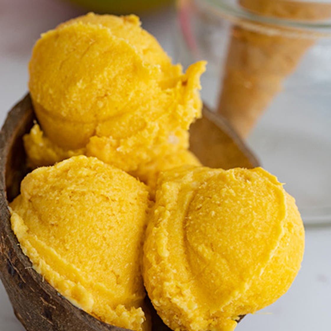 Mango ice cream with condensed milk