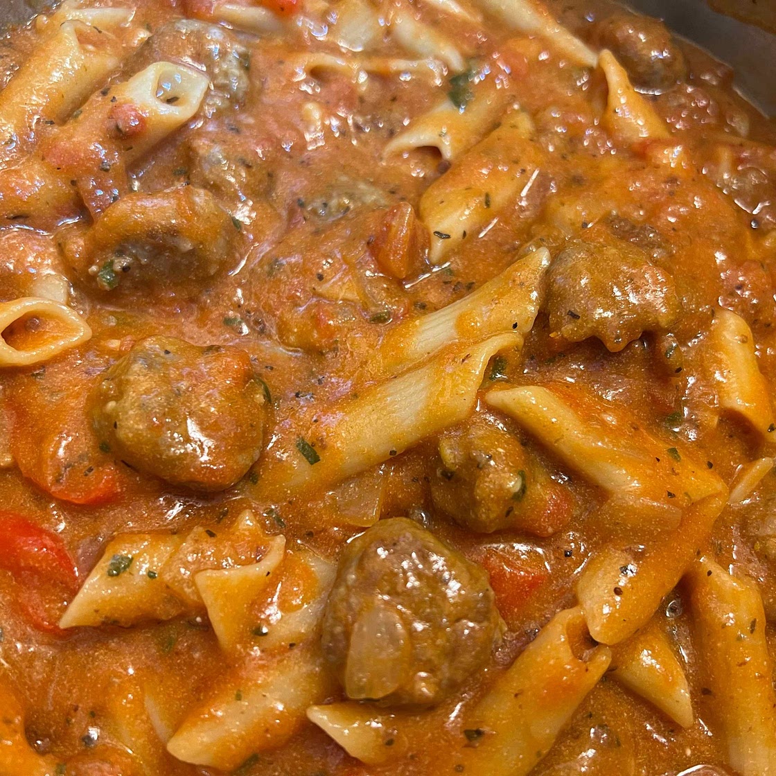 Instant Pot Pasta | Penne with Sausage in Tomato Cream Sauce