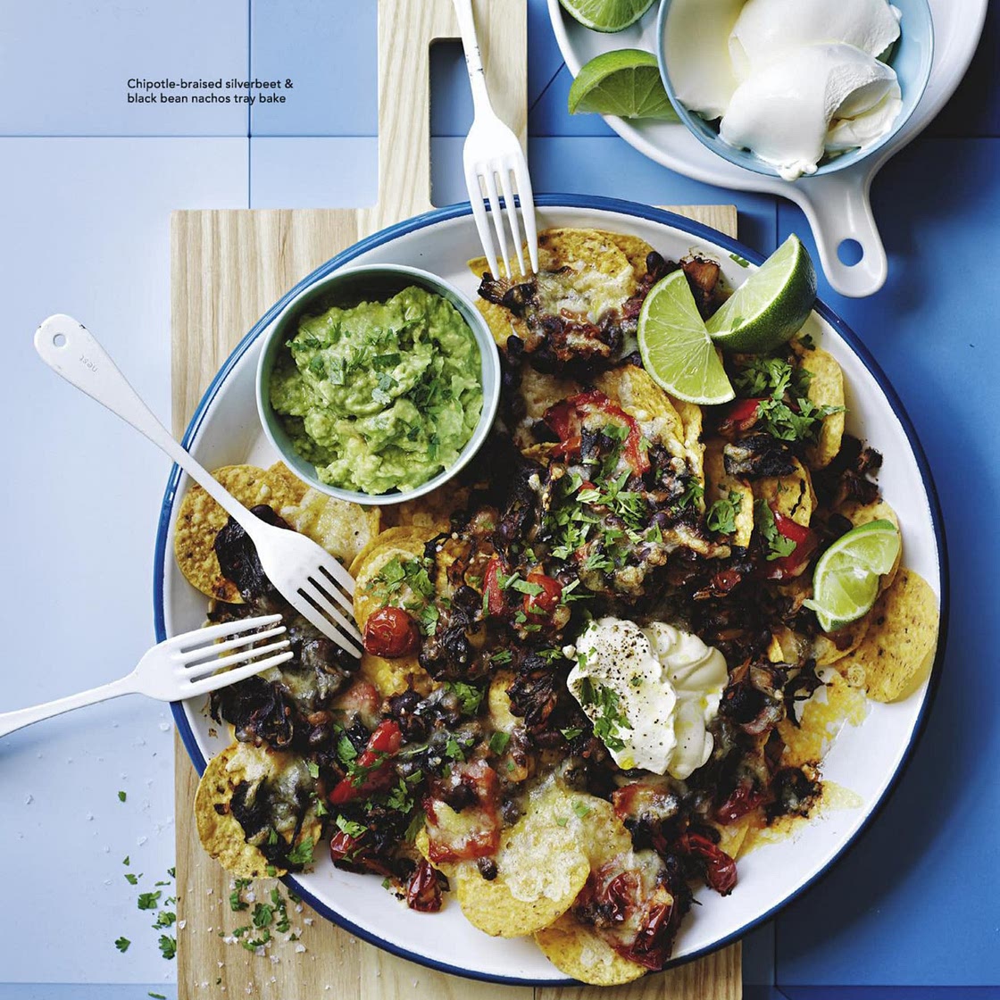 Chipotle-Braised Silverbeet and Black Bean Nachos Tray Bake