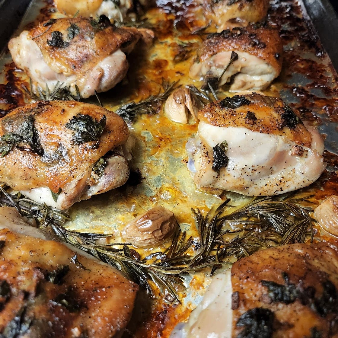 Garlic Herb Butter Roast Chicken