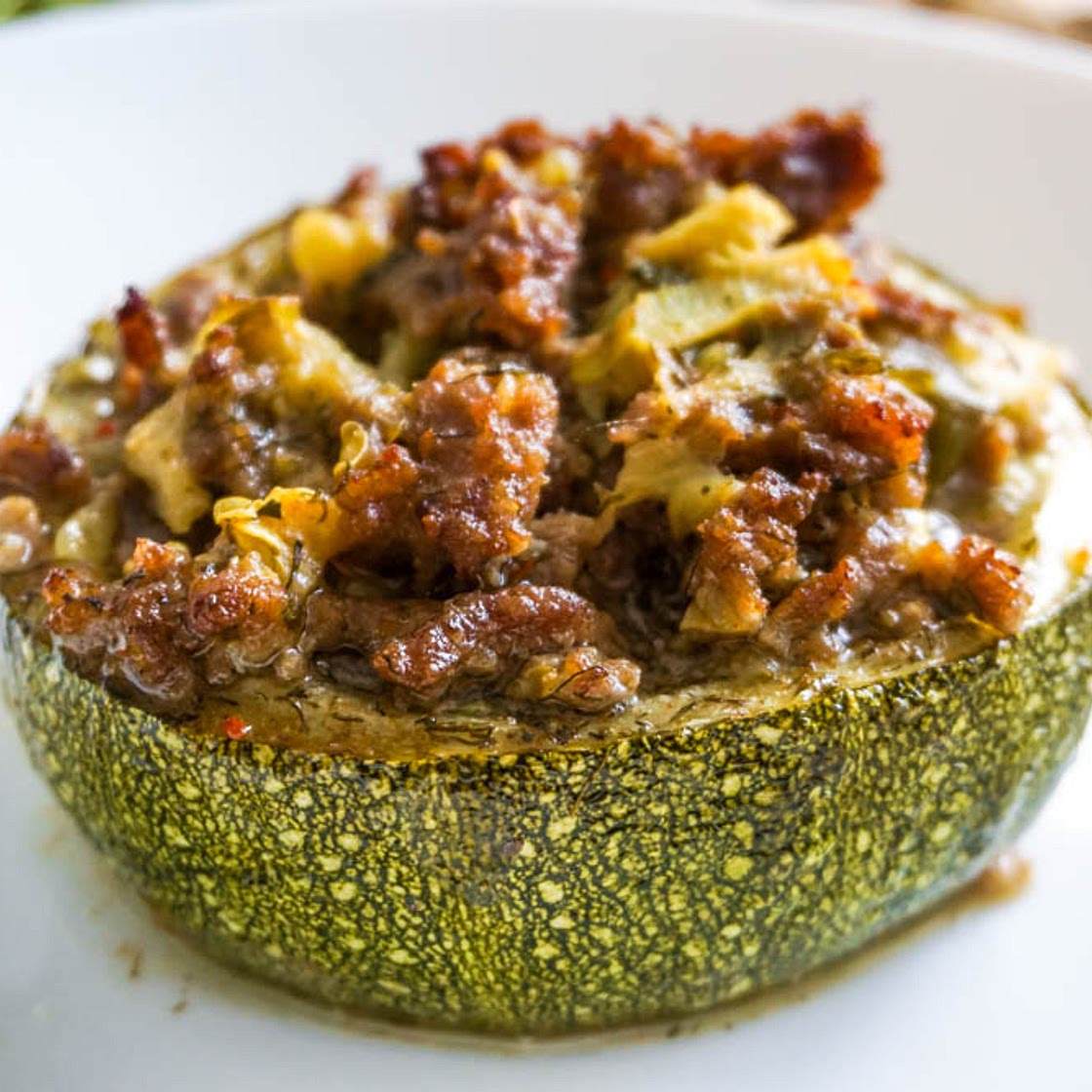 French Stuffed & Baked Round Zucchini