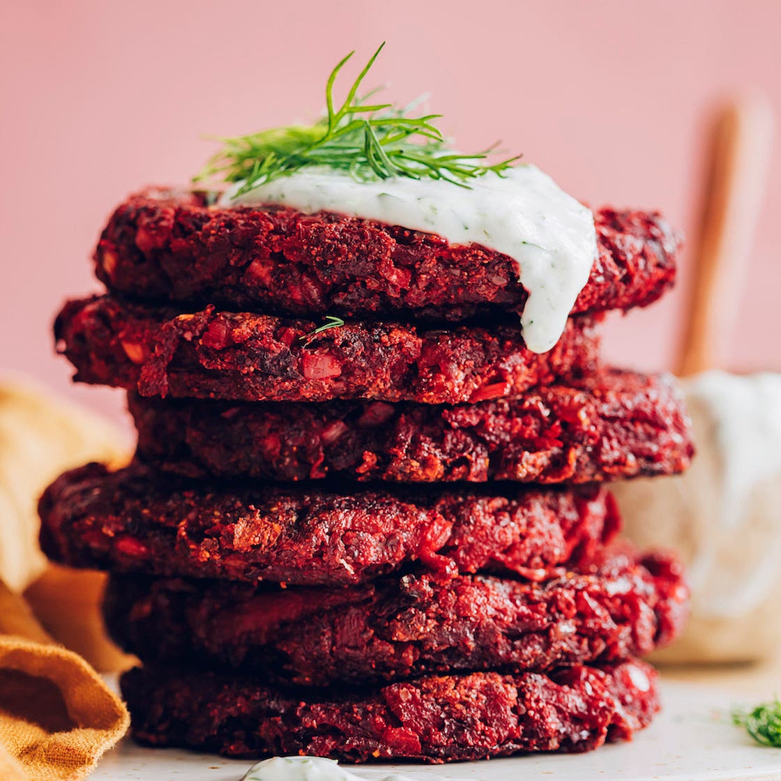 Easy Beet Fritters with Dill Yogurt Sauce