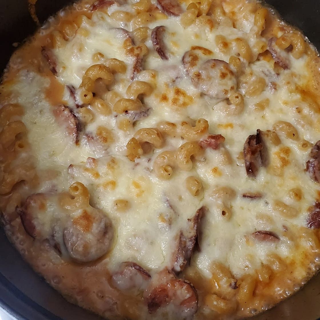 CREAMY AND CHEESY KIELBASA AND PASTA ONE POT MEAL