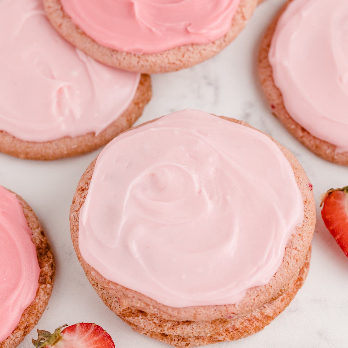FROSTED STRAWBERRY COOL WHIP COOKIES
