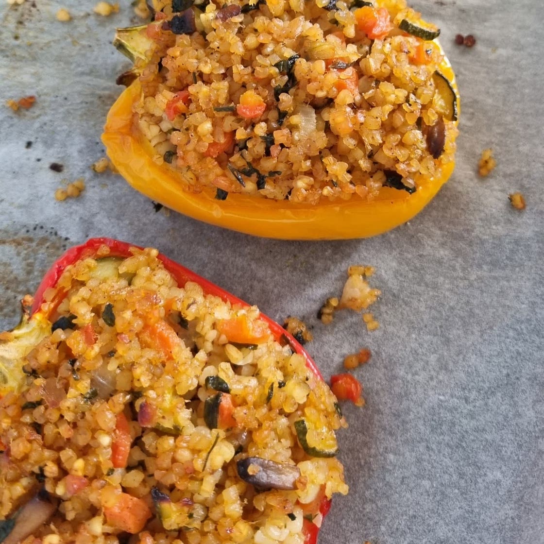 Pork & bulgur-stuffed peppers