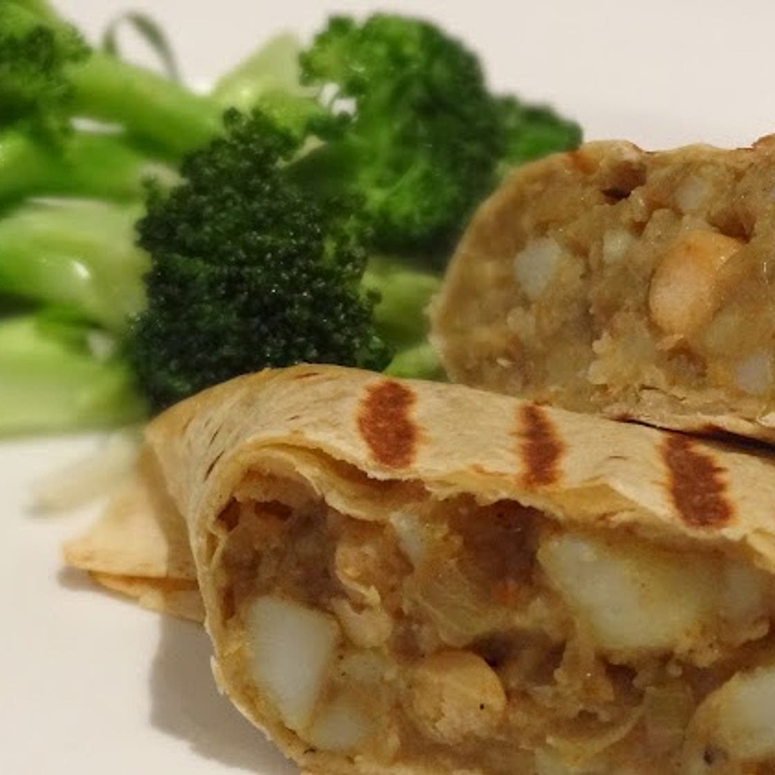 Caribbean rotis filled with curried potatoes and chickpeas
