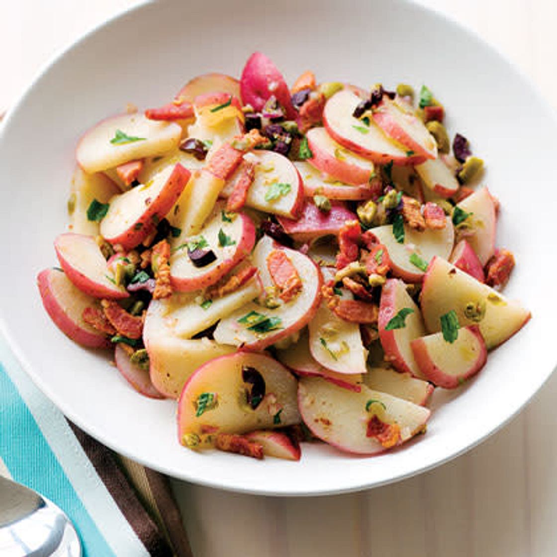Yukon Gold Potato Salad w/ Black olives, Tomato, and Goat Cheese (Real food gangstas)