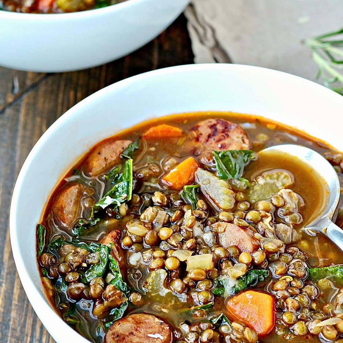 Lentil Soup with Sausage and Greens