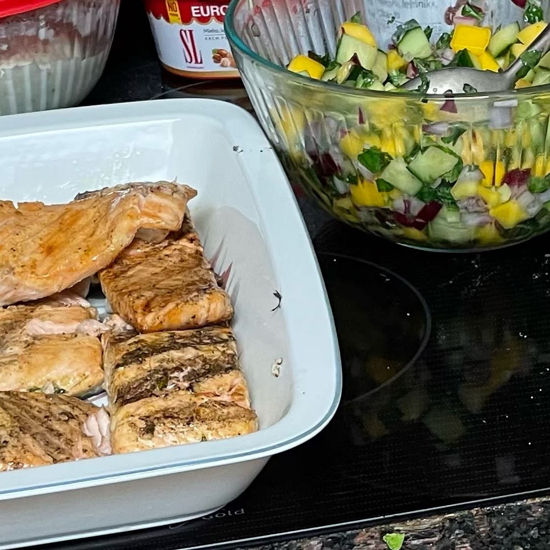Grilled Salmon Recipe with Mint Mango Salsa