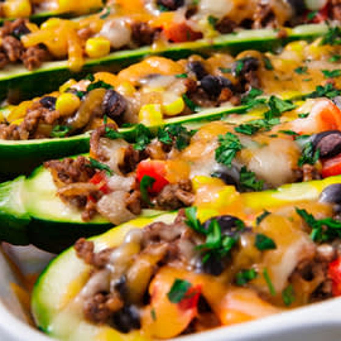 Zucchini burrito boats