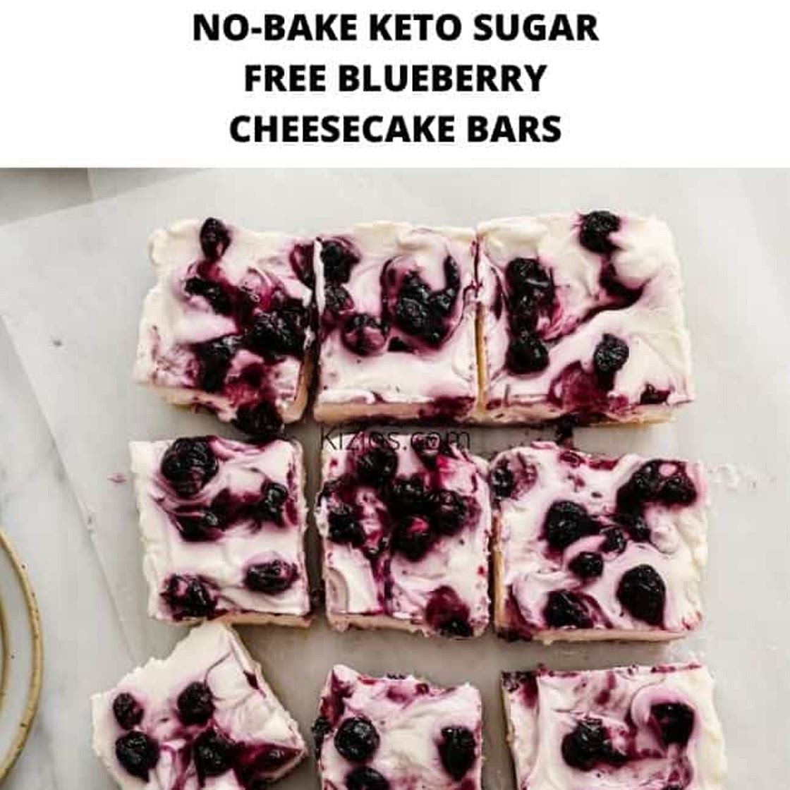 KETO BLUEBERRY CHEESECAKE BARS - Kizios Recipes