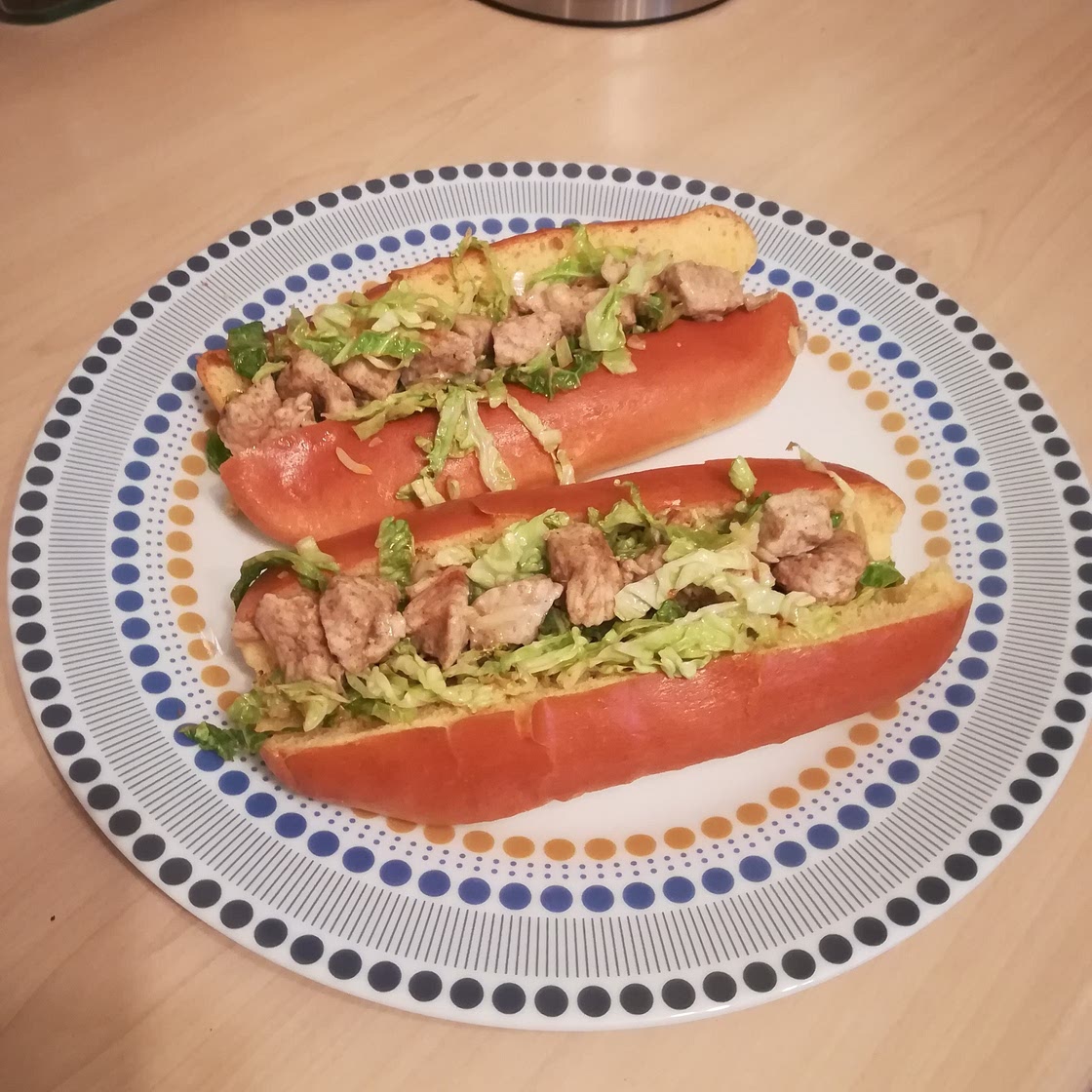 Cabbage fried not dogs