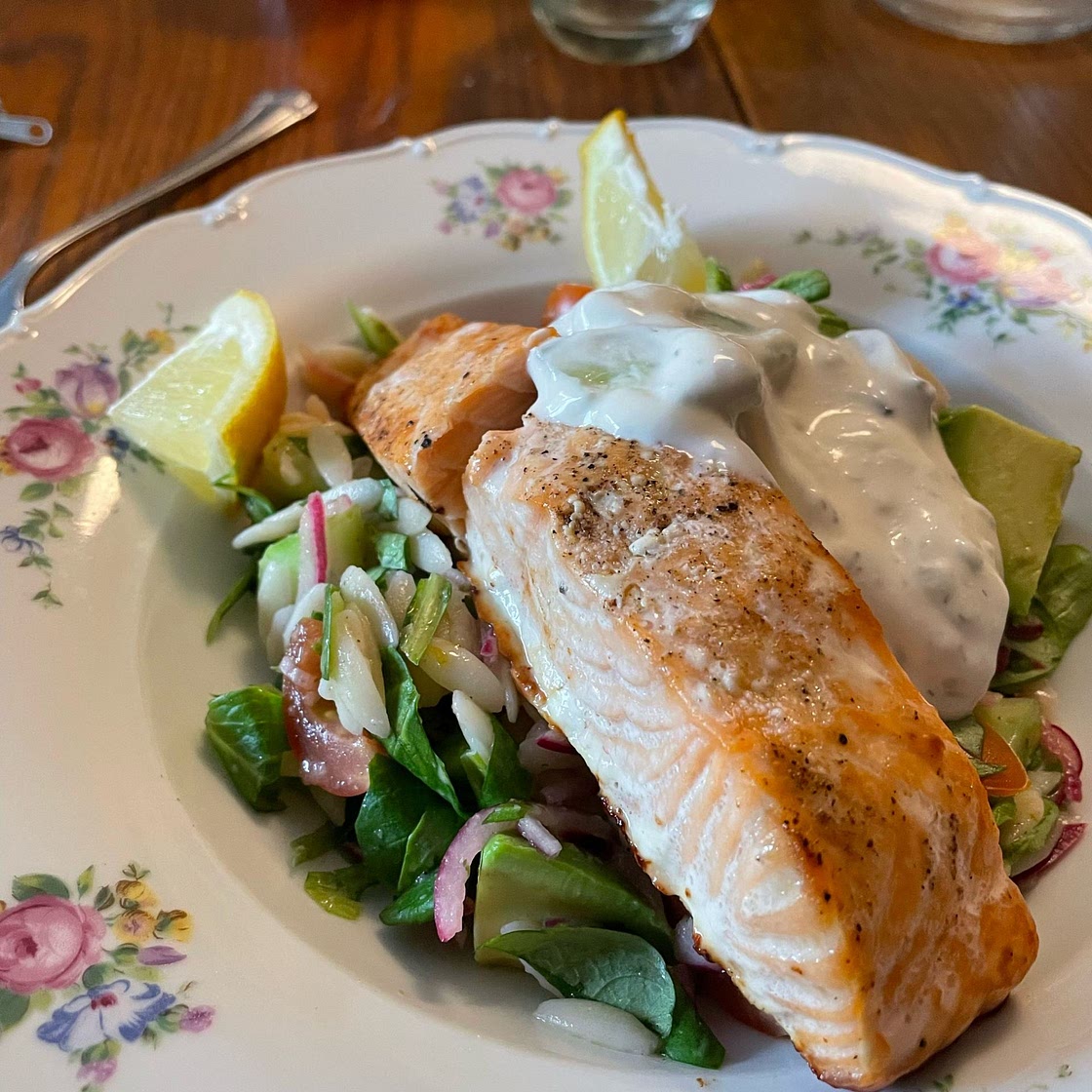Greek Cast Iron Salmon Bowls