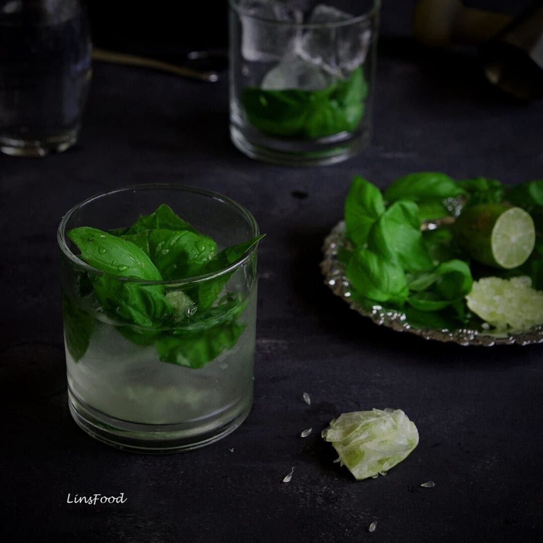 Gin and Tonic with Australian Finger Lime and Basil