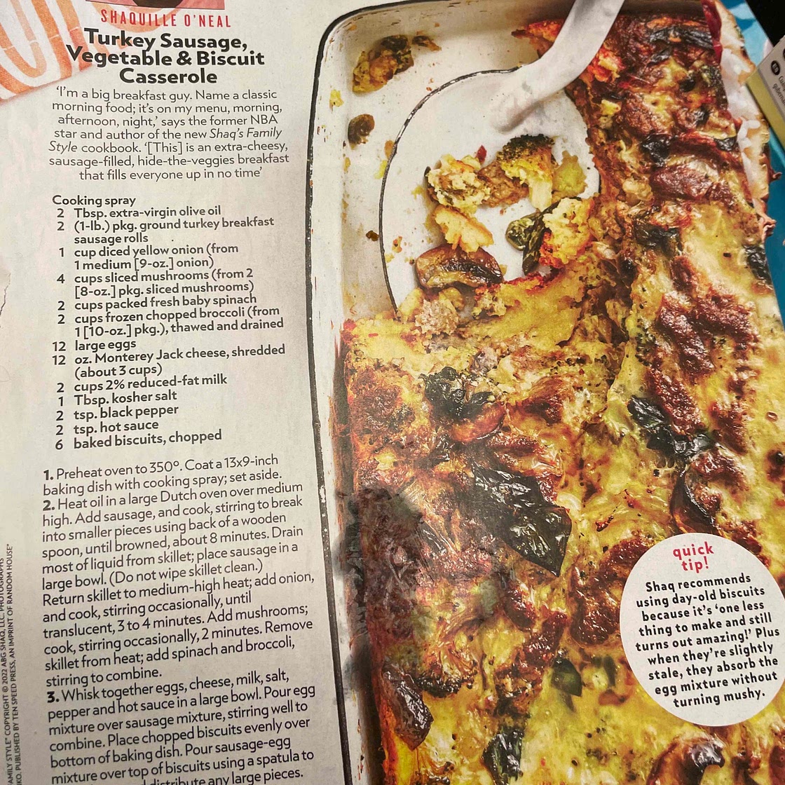 Breakfast casserole from Shaquille O’Neal