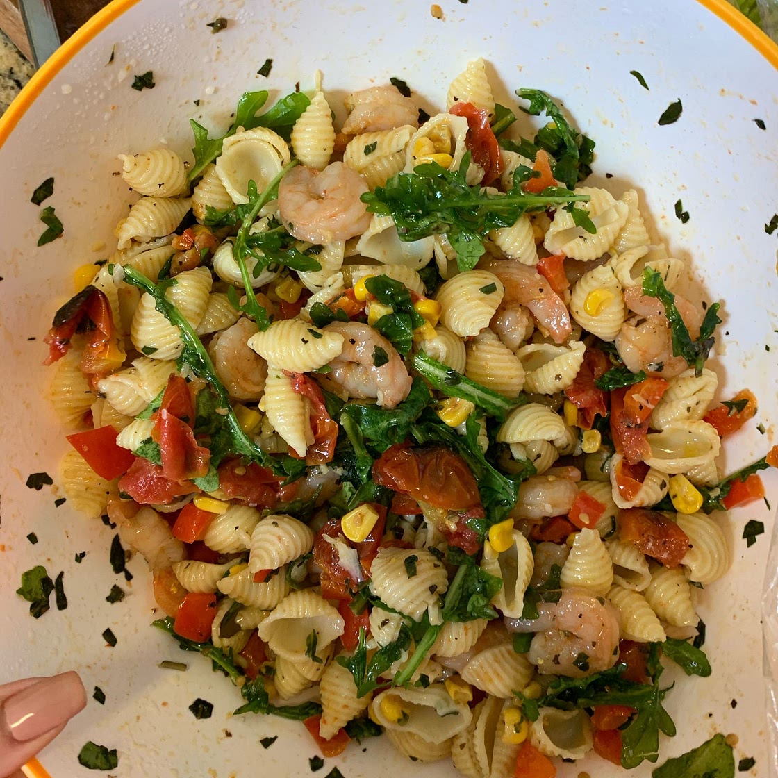 Roasted Vegetable Pasta Salad With Shrimp