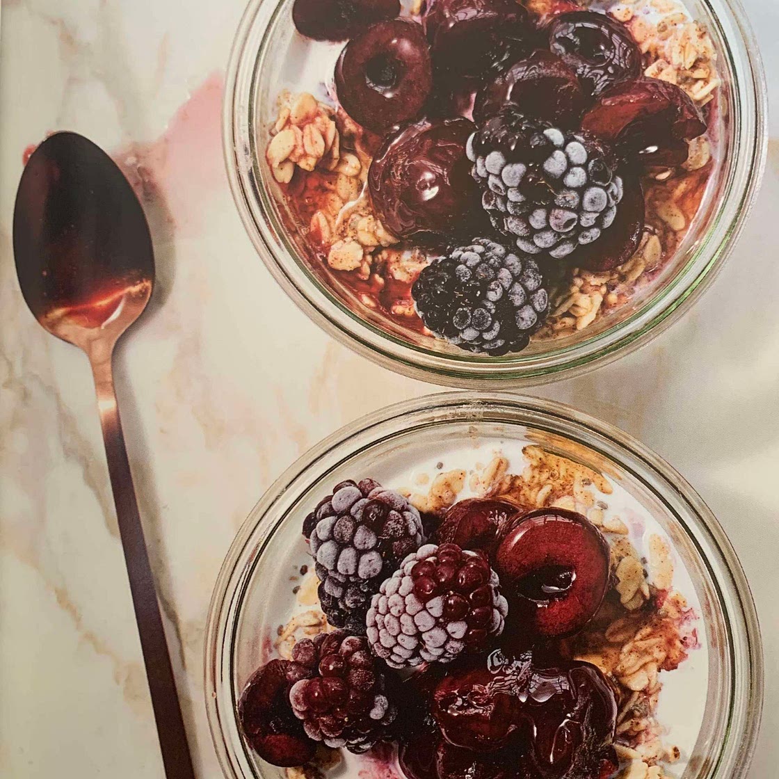 Almond-Butter Cherry-Berry Overnight Oats