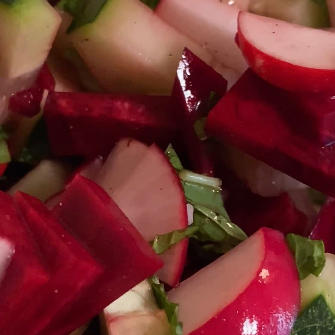 Cucumber Radish Salad w/Beet & Mint